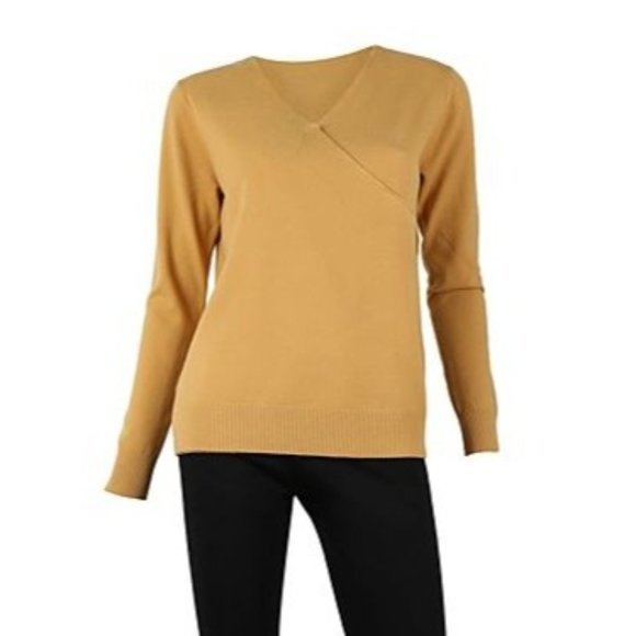SIONI AEADA Faux Wrap Sweater in Saffron - NWT - Picture 2 of 3